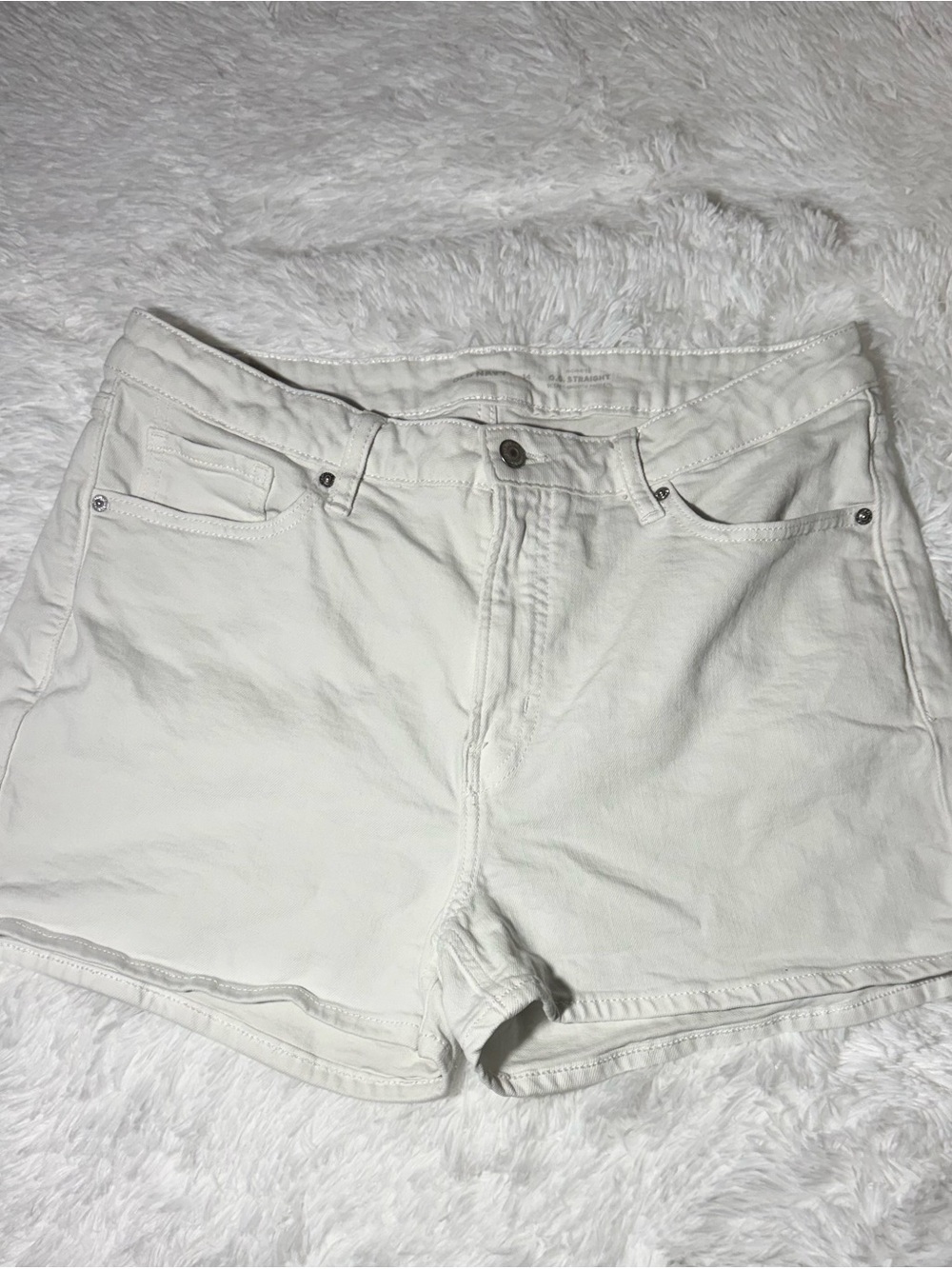 Old Navy White High Rise Denim Shorts Size 14 OG Straight Stretch - Picture 5 of 9